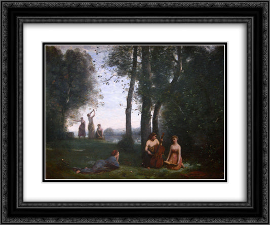 Country concert 24x20 Black Ornate Wood Framed Art Print Poster with Double Matting by Corot, Jean Baptiste Camille
