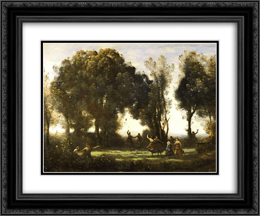 Dance of the Nymphs 24x20 Black Ornate Wood Framed Art Print Poster with Double Matting by Corot, Jean Baptiste Camille