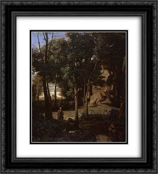 Democritus and the Abderiti 20x22 Black Ornate Wood Framed Art Print Poster with Double Matting by Corot, Jean Baptiste Camille