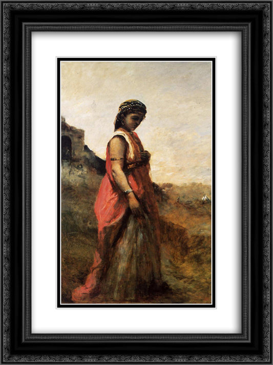 Judith 18x24 Black Ornate Wood Framed Art Print Poster with Double Matting by Corot, Jean Baptiste Camille