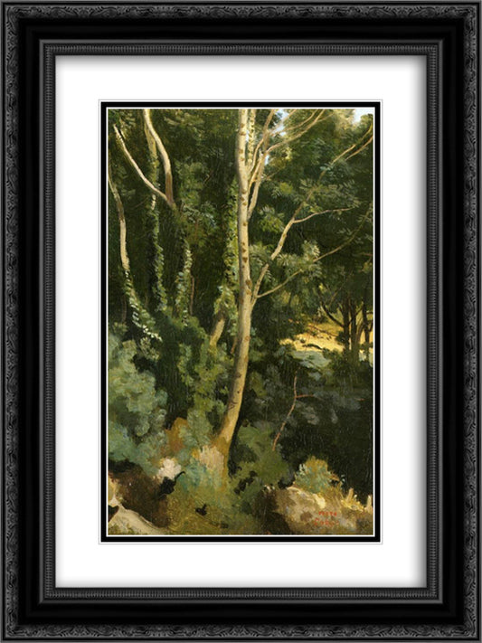 Landscape 18x24 Black Ornate Wood Framed Art Print Poster with Double Matting by Corot, Jean Baptiste Camille