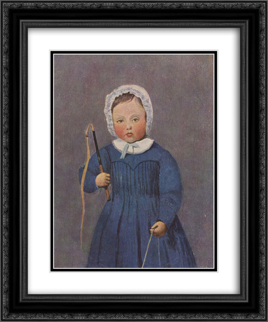 Louis Robert as a Child 20x24 Black Ornate Wood Framed Art Print Poster with Double Matting by Corot, Jean Baptiste Camille