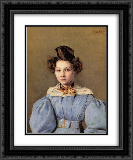 Marie Louise Sennegon 20x24 Black Ornate Wood Framed Art Print Poster with Double Matting by Corot, Jean Baptiste Camille