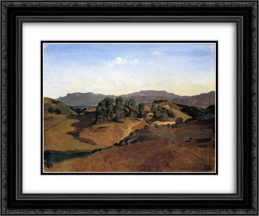 Olevano, La Serpentara 24x20 Black Ornate Wood Framed Art Print Poster with Double Matting by Corot, Jean Baptiste Camille