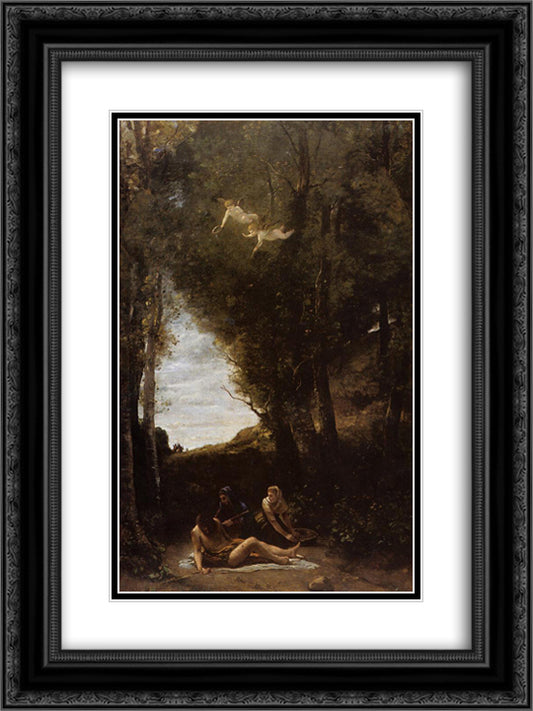 Saint Sebastian in a Landscape 18x24 Black Ornate Wood Framed Art Print Poster with Double Matting by Corot, Jean Baptiste Camille