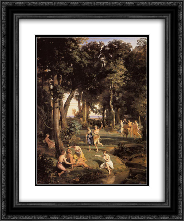 Silenus 20x24 Black Ornate Wood Framed Art Print Poster with Double Matting by Corot, Jean Baptiste Camille