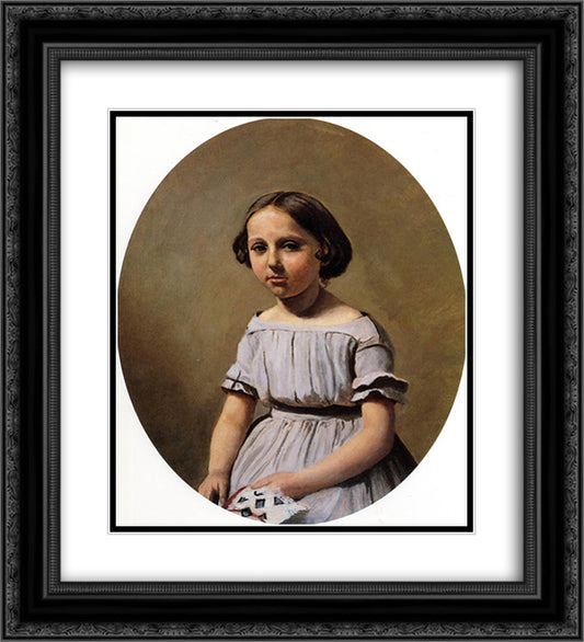 The Eldest Daughter of M. Edouard Delalain (Mme. de Graet) 20x22 Black Ornate Wood Framed Art Print Poster with Double Matting by Corot, Jean Baptiste Camille