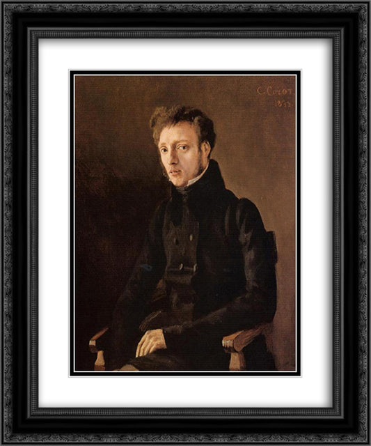 Toussaint Lemaistre, Architect 20x24 Black Ornate Wood Framed Art Print Poster with Double Matting by Corot, Jean Baptiste Camille