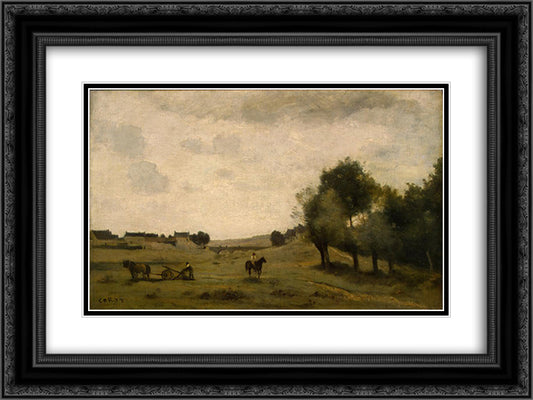 View near Epernon 24x18 Black Ornate Wood Framed Art Print Poster with Double Matting by Corot, Jean Baptiste Camille