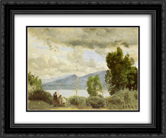 View of Chalet de Chenes, Bellvue, Geneva 24x20 Black Ornate Wood Framed Art Print Poster with Double Matting by Corot, Jean Baptiste Camille