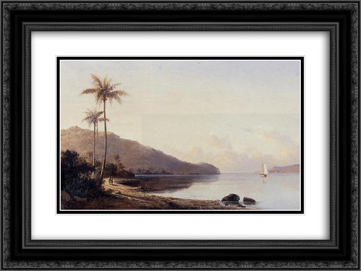 A Creek in Saint Thomas, Antilles 24x18 Black Ornate Wood Framed Art Print Poster with Double Matting by Pissarro, Camille