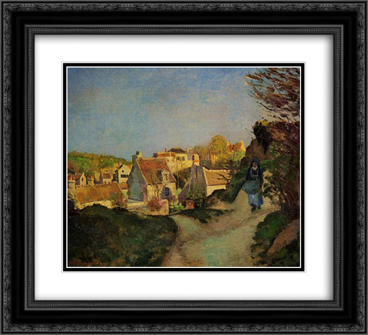 A part of Jallais, Pontoise 22x20 Black Ornate Wood Framed Art Print Poster with Double Matting by Pissarro, Camille