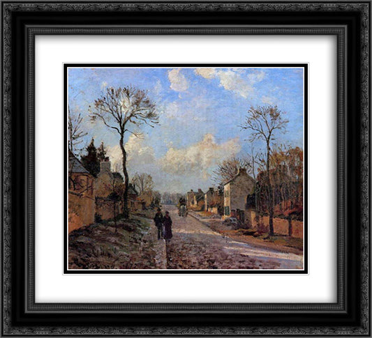 A Road in Louveciennes 22x20 Black Ornate Wood Framed Art Print Poster with Double Matting by Pissarro, Camille