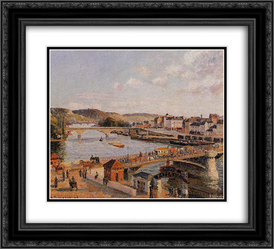 Afternoon, Sun, Rouen 22x20 Black Ornate Wood Framed Art Print Poster with Double Matting by Pissarro, Camille