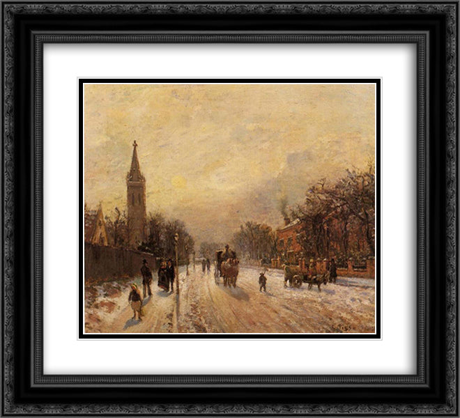 All Saints' Church, Upper Norwood 22x20 Black Ornate Wood Framed Art Print Poster with Double Matting by Pissarro, Camille