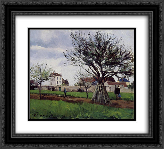 Apple Trees at Pontoise 22x20 Black Ornate Wood Framed Art Print Poster with Double Matting by Pissarro, Camille