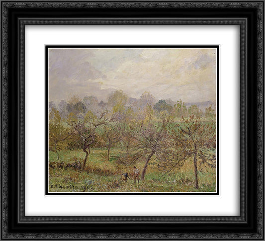 Autumn, Morning Mist, eragny-sur-Epte 22x20 Black Ornate Wood Framed Art Print Poster with Double Matting by Pissarro, Camille