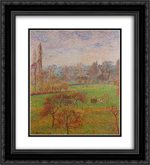 Autumn Morning 20x22 Black Ornate Wood Framed Art Print Poster with Double Matting by Pissarro, Camille