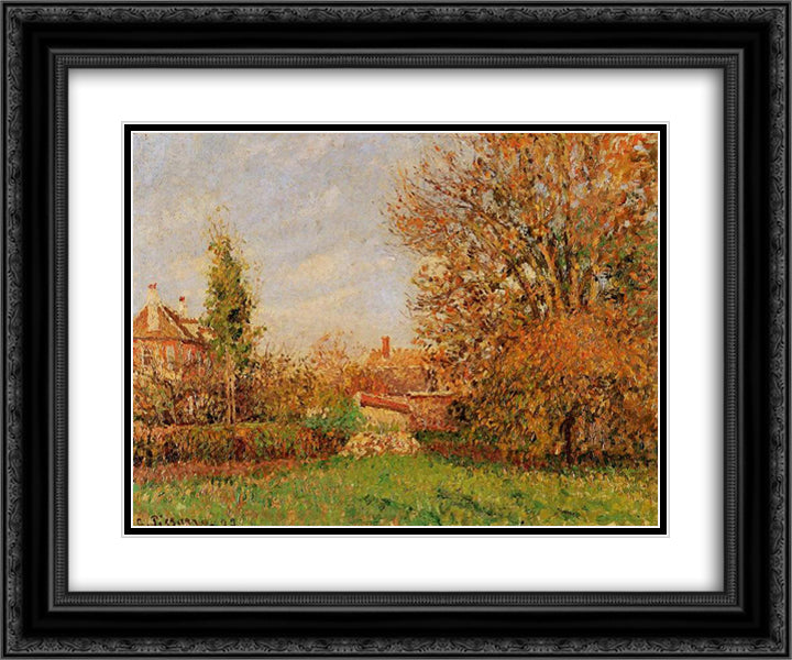 Autunm in Eragny 24x20 Black Ornate Wood Framed Art Print Poster with Double Matting by Pissarro, Camille