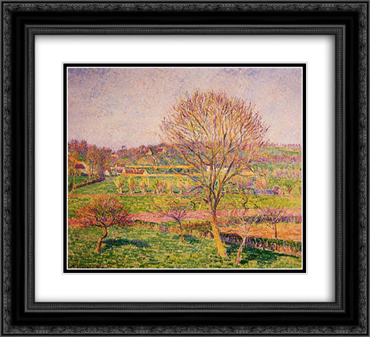 Big Walnut Tree at Eragny 22x20 Black Ornate Wood Framed Art Print Poster with Double Matting by Pissarro, Camille