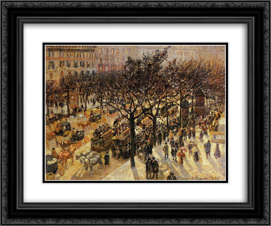 Boulevard des Italiens Afternoon 24x20 Black Ornate Wood Framed Art Print Poster with Double Matting by Pissarro, Camille