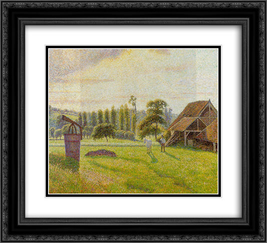 Brickworks at Eragny 22x20 Black Ornate Wood Framed Art Print Poster with Double Matting by Pissarro, Camille