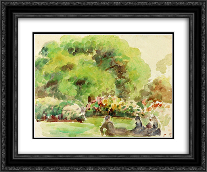 Cagnes Landscape 24x20 Black Ornate Wood Framed Art Print Poster with Double Matting by Pissarro, Camille