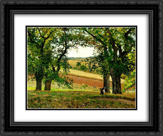 Chestnut Trees at Osny 24x20 Black Ornate Wood Framed Art Print Poster with Double Matting by Pissarro, Camille