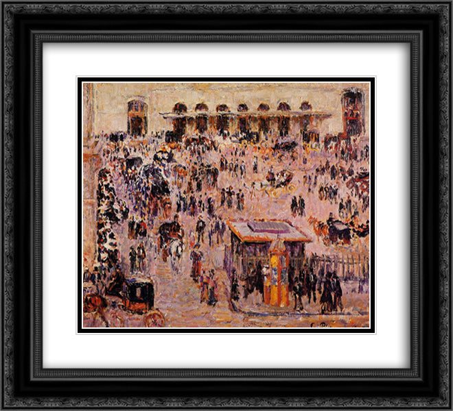 Cour du Havre (Gare St. Lazare) 22x20 Black Ornate Wood Framed Art Print Poster with Double Matting by Pissarro, Camille