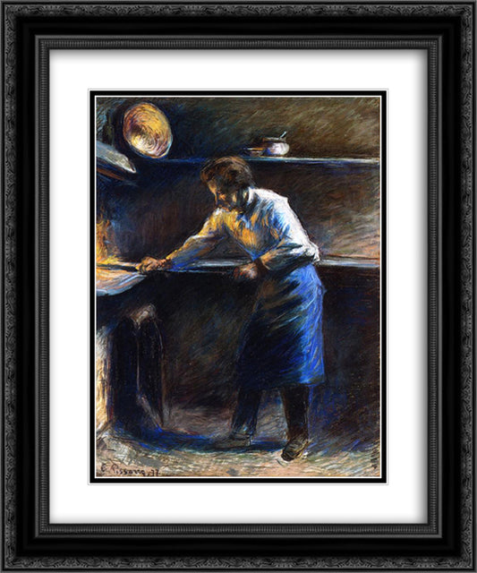 Eugene Murer at His Pastry Oven 20x24 Black Ornate Wood Framed Art Print Poster with Double Matting by Pissarro, Camille