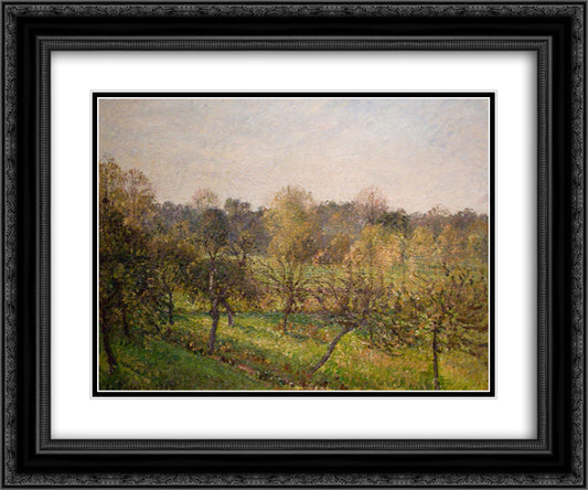 Forest in Evening 24x20 Black Ornate Wood Framed Art Print Poster with Double Matting by Pissarro, Camille