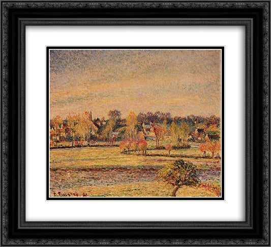 Frost, View fom Bazincourt 22x20 Black Ornate Wood Framed Art Print Poster with Double Matting by Pissarro, Camille