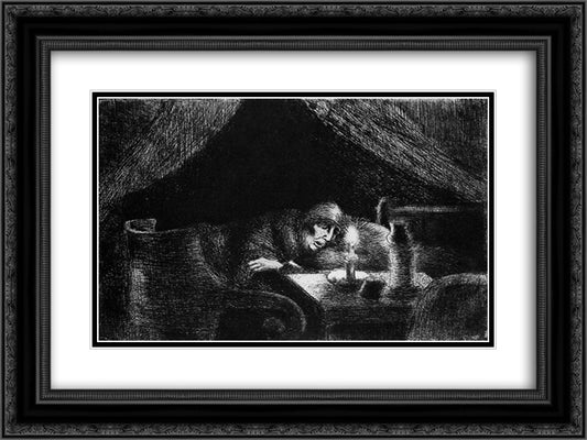 Grandmother 24x18 Black Ornate Wood Framed Art Print Poster with Double Matting by Pissarro, Camille