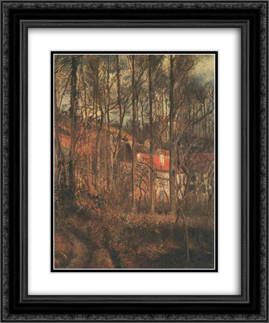 Grey Day, Banks of the Oise 20x24 Black Ornate Wood Framed Art Print Poster with Double Matting by Pissarro, Camille