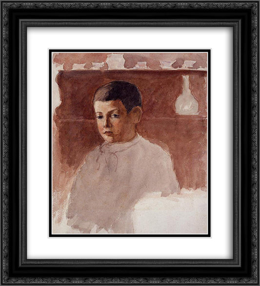 Half Length Portrait of Lucien Pissarro 20x22 Black Ornate Wood Framed Art Print Poster with Double Matting by Pissarro, Camille