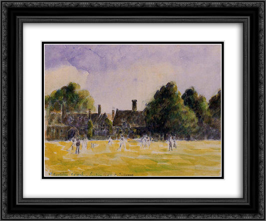 Hampton Court Green 24x20 Black Ornate Wood Framed Art Print Poster with Double Matting by Pissarro, Camille