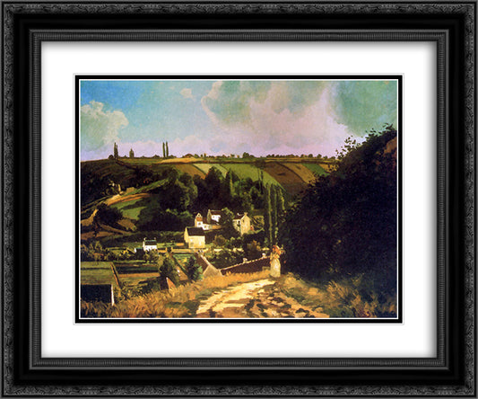 Hill of Jallais at Pontoise 24x20 Black Ornate Wood Framed Art Print Poster with Double Matting by Pissarro, Camille