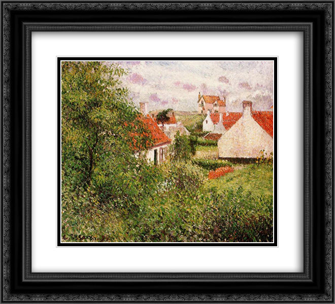 Houses at Knocke, Belgium 22x20 Black Ornate Wood Framed Art Print Poster with Double Matting by Pissarro, Camille