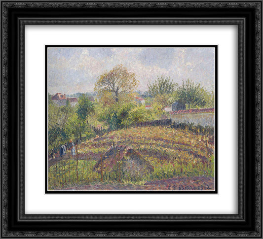 In the Garden 22x20 Black Ornate Wood Framed Art Print Poster with Double Matting by Pissarro, Camille