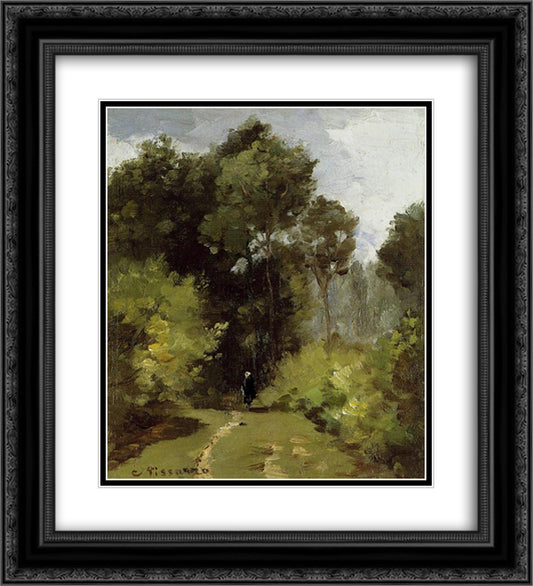 In the Woods 20x22 Black Ornate Wood Framed Art Print Poster with Double Matting by Pissarro, Camille