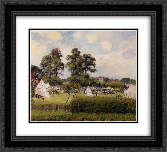 Jubilie Celebration at Bedford Park, London 22x20 Black Ornate Wood Framed Art Print Poster with Double Matting by Pissarro, Camille