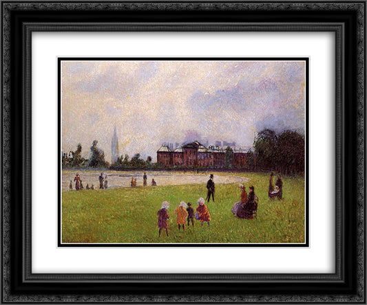 Kensington Gardens, London 24x20 Black Ornate Wood Framed Art Print Poster with Double Matting by Pissarro, Camille