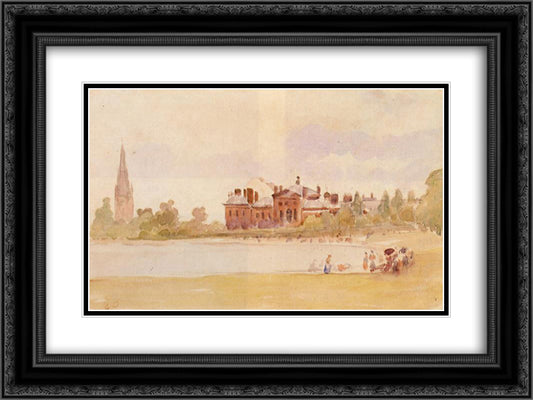 Kensington Gardens 24x18 Black Ornate Wood Framed Art Print Poster with Double Matting by Pissarro, Camille