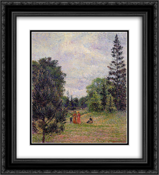Kew Gardens, Crossroads near the Pond 20x22 Black Ornate Wood Framed Art Print Poster with Double Matting by Pissarro, Camille