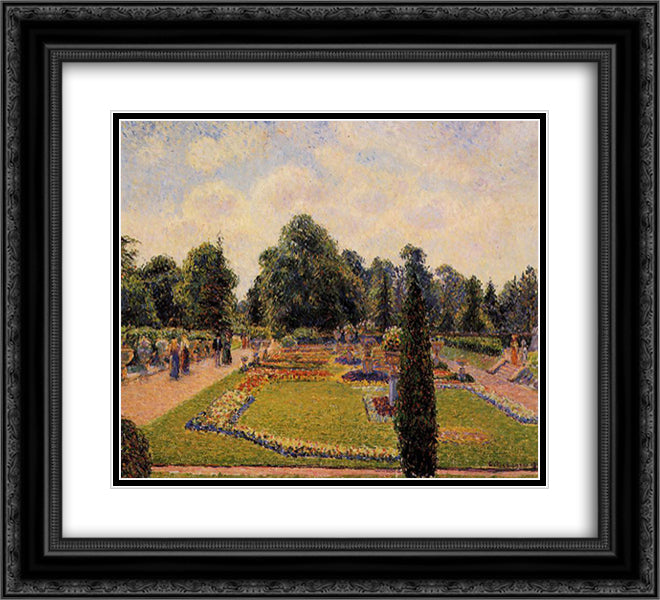 Kew Gardens - Path to the Great Glasshouse 22x20 Black Ornate Wood Framed Art Print Poster with Double Matting by Pissarro, Camille