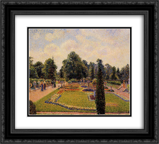 Kew Gardens - Path to the Great Glasshouse 22x20 Black Ornate Wood Framed Art Print Poster with Double Matting by Pissarro, Camille