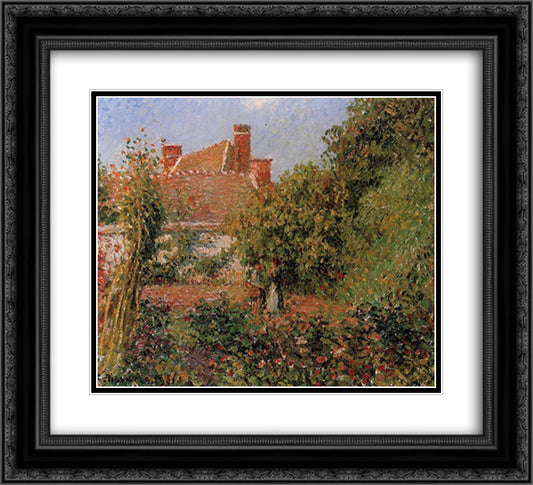 Kitchen Garden in Eragny, Afternoon 22x20 Black Ornate Wood Framed Art Print Poster with Double Matting by Pissarro, Camille