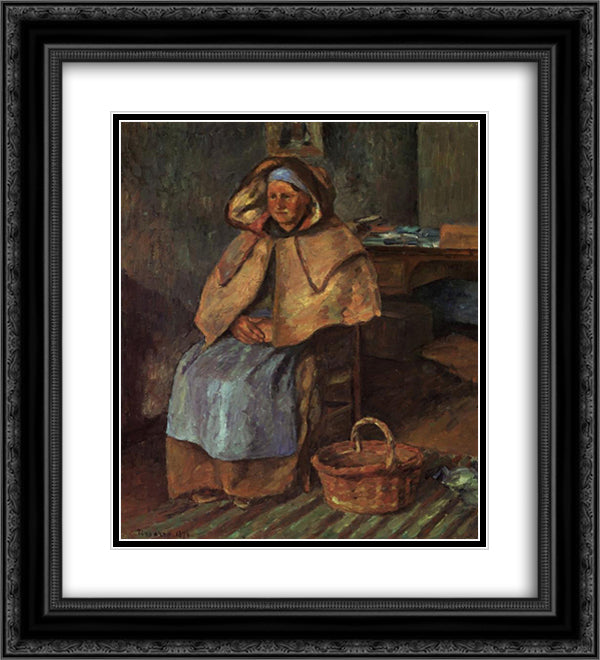 La Mere Gaspard 20x22 Black Ornate Wood Framed Art Print Poster with Double Matting by Pissarro, Camille