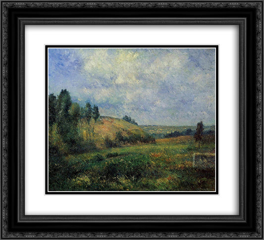 Landscape, near Pontoise 22x20 Black Ornate Wood Framed Art Print Poster with Double Matting by Pissarro, Camille