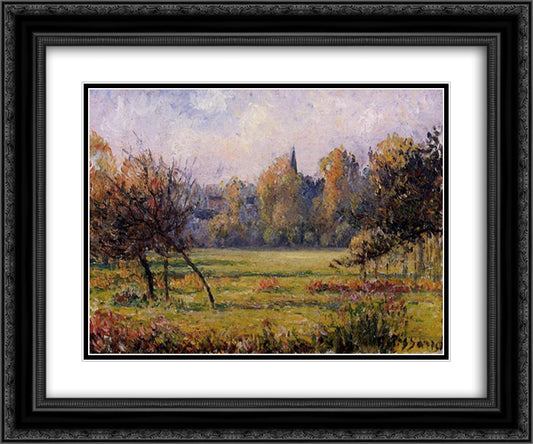 Landscape at Bazincourt 24x20 Black Ornate Wood Framed Art Print Poster with Double Matting by Pissarro, Camille